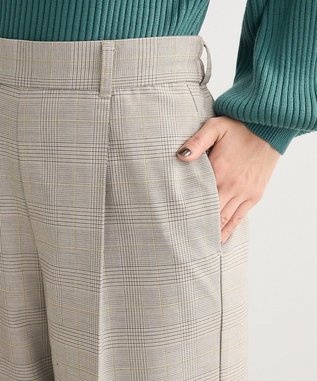 Green Parks あったかきれシル柄　ワイドストレートパンツ Glen Check