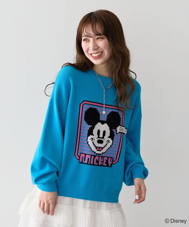 Green Parks ミッキー＆フレンズ／ジャガードニットプルオーバー Blue