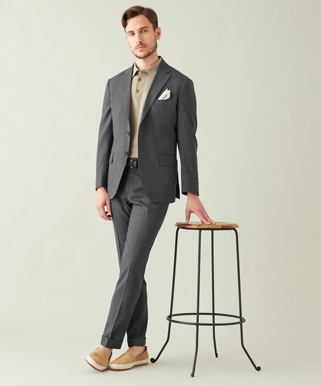 GOTAIRIKU 【AIRY MOVE / セットアップ対応】ウォッシャブルウールトロピカル セットアップジャケット ライトグレー系