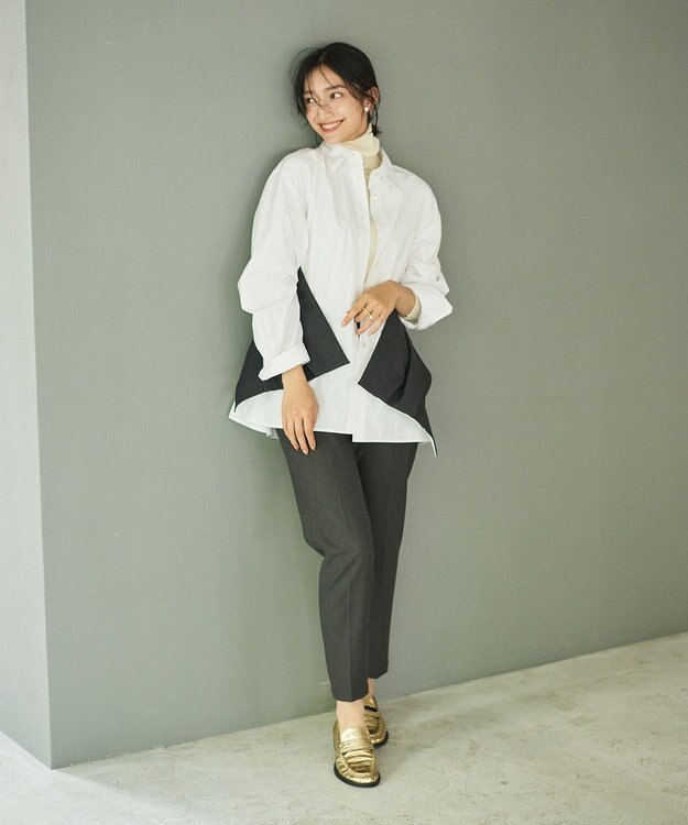 #Newans ビスチェレイヤーシャツ ホワイト×チャコール