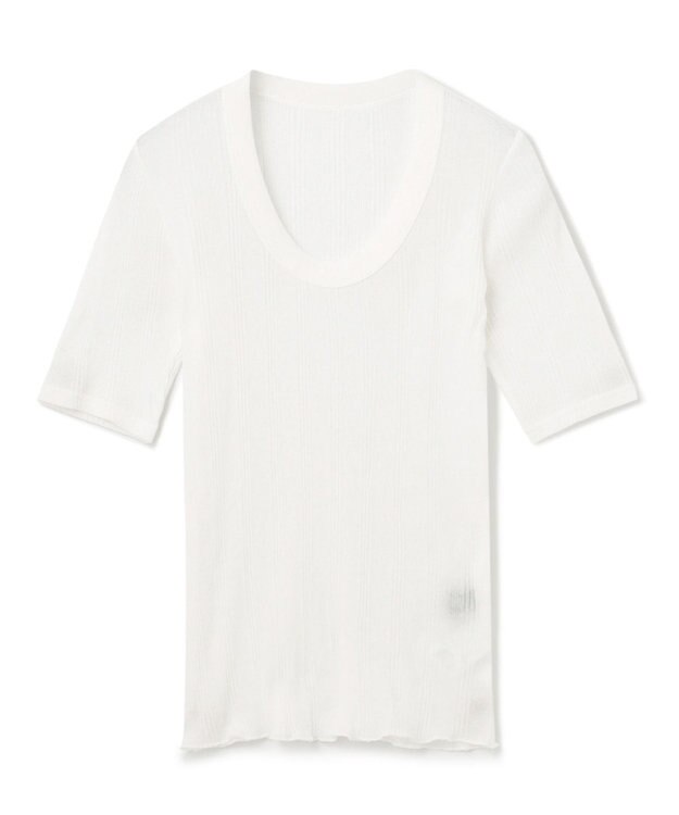 uncrave 【手洗い可】シアー ランダムリブ Uネック カットソー（uncrave STANDARD） オフ