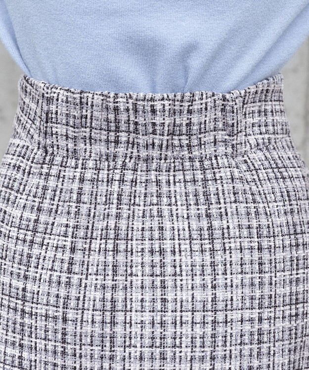 Tiaclasse 【洗える】大人華やかなツイードフレアスカート グレー