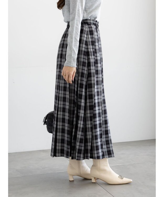 Te chichi チェックアソートロングプリーツスカート オフホワイト