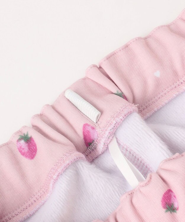 ANY KIDS 7days 裏シャギー 総柄ガーリーパンツ ピンクベージュ×イチゴ