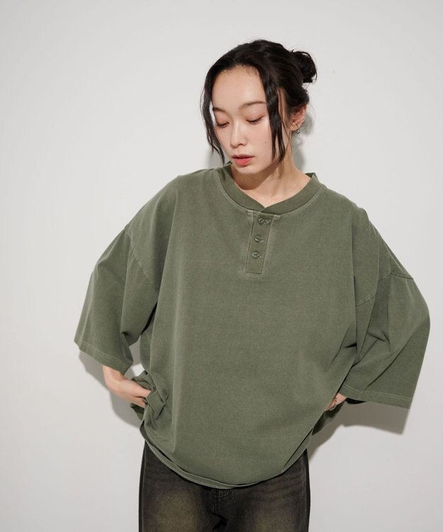 WEGO 【ユニセックス着用ITEM】HENRYNECK　T カーキ