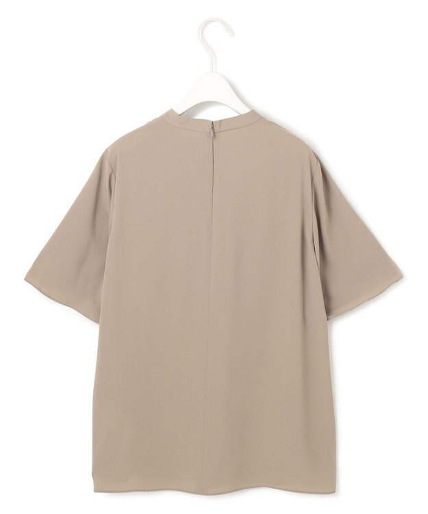 ICB 【接触冷感・UVケア・速乾・洗える】BackSatinAmunzen 5分袖ハイネックブラウス クリームブラウン系