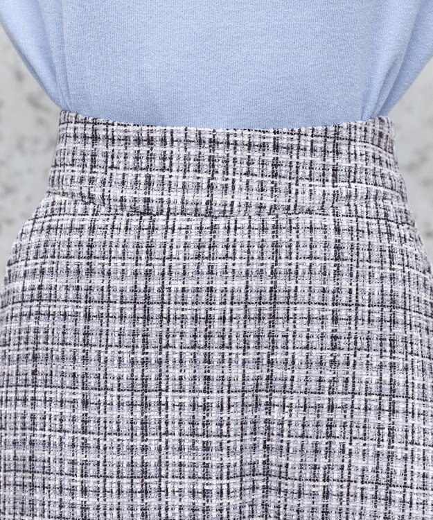 Tiaclasse 【洗える】大人華やかなツイードフレアスカート グレー