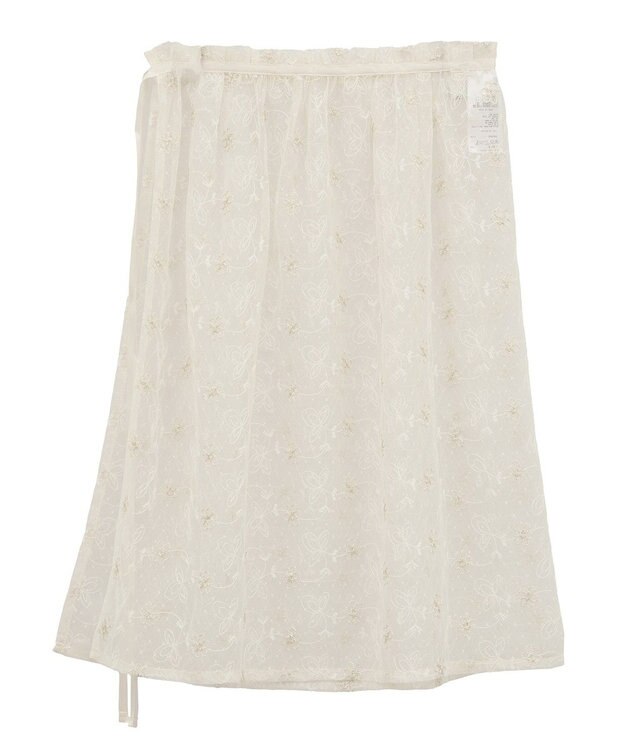 earth music&ecology フラワー刺繍レイヤードスカート Ecru