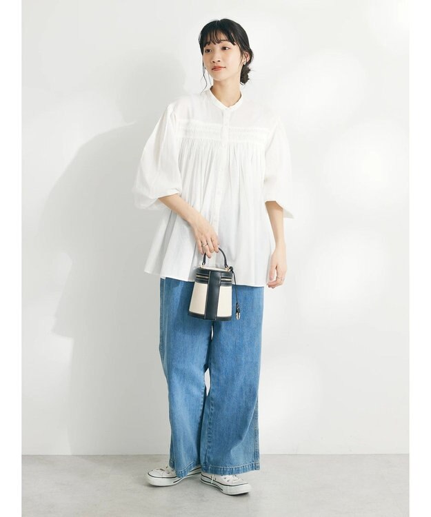 CRAFT STANDARD BOUTIQUE インド綿ピンタックブラウス Off White