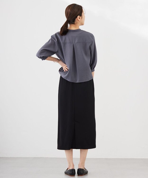 J.PRESS LADIES 【洗える】シアーブライトローン バンドカラー ブラウス グレー系