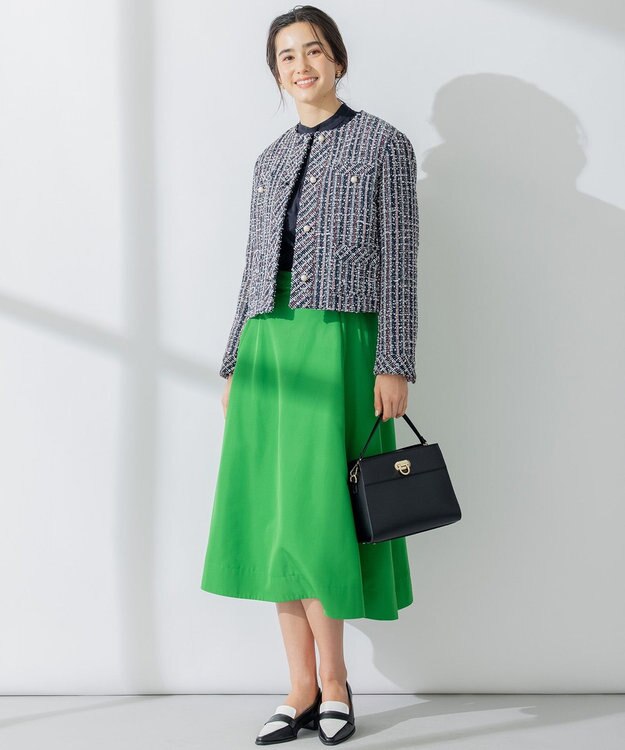 組曲 【5色展開・後ろゴム仕様】カラータフタ スカート ダークグリーン系