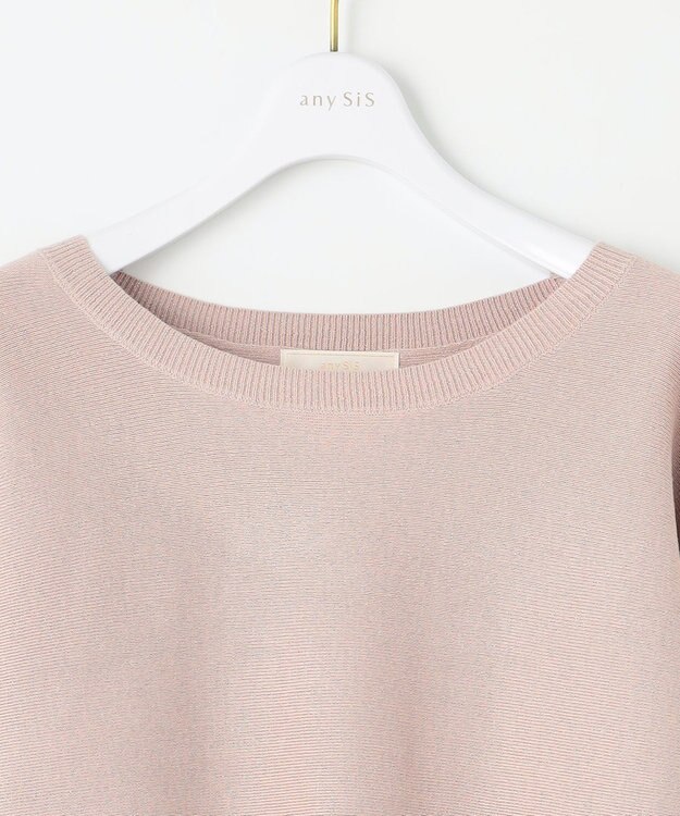 ANY SIS 【洗える】パフスリーブラメ ニット ピンク