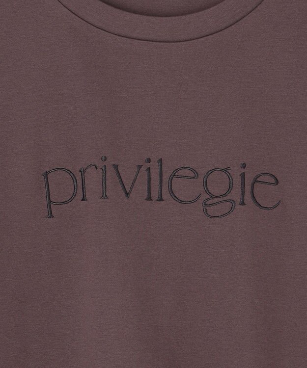 UNFILO BEAUTY FORM ロゴ刺繍フレンチスリーブTシャツ ブラウン