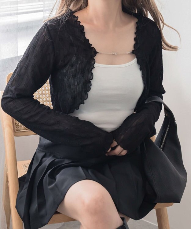 WEGO 【２点セット】アンサンブルレースカーデ ブラック