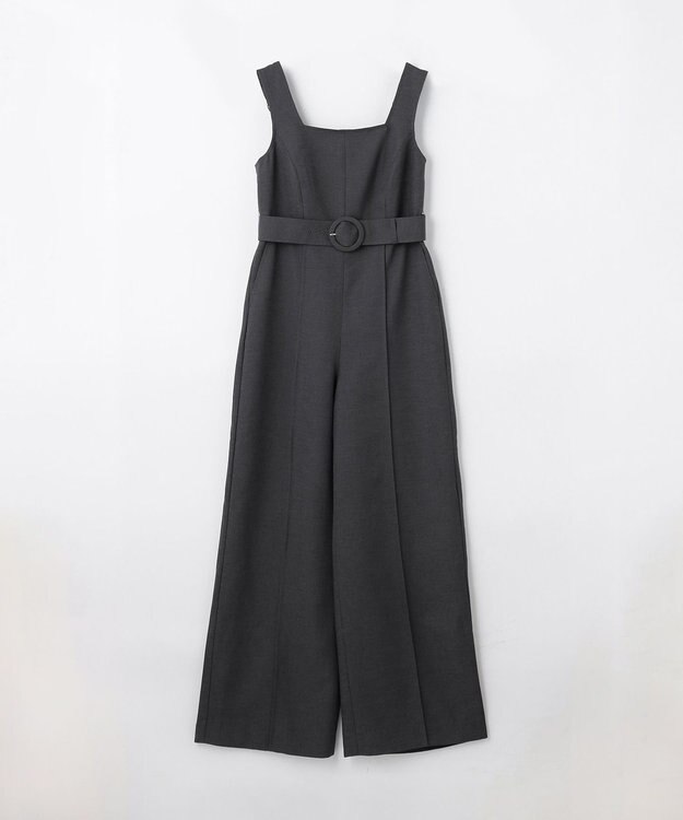 GRACE CONTINENTAL 麻調ベルトサロペット グレー