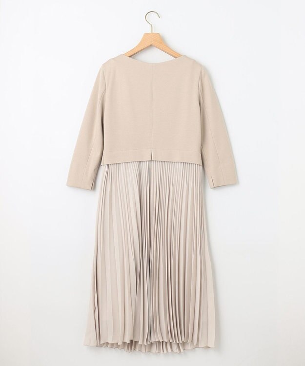 組曲 L 【KUMIKYOKU NAVY】ジャージーコンビプリーツ ワンピース ベージュ系