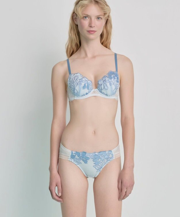 une nana cool 【ベロアのレースが特別感を演出】クリスマスモチーフブラ グレイッシュブルー