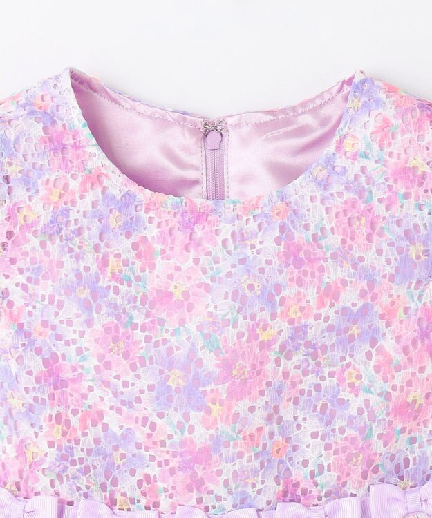 ANY KIDS フラワープリントレースワンピース ラベンダー