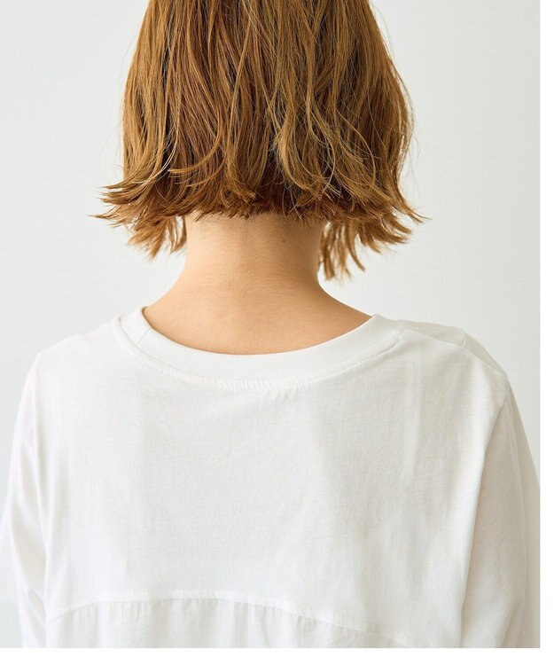 YECCA VECCA 【DOLL UP OOPS】異素材切替フレアートップス Off White