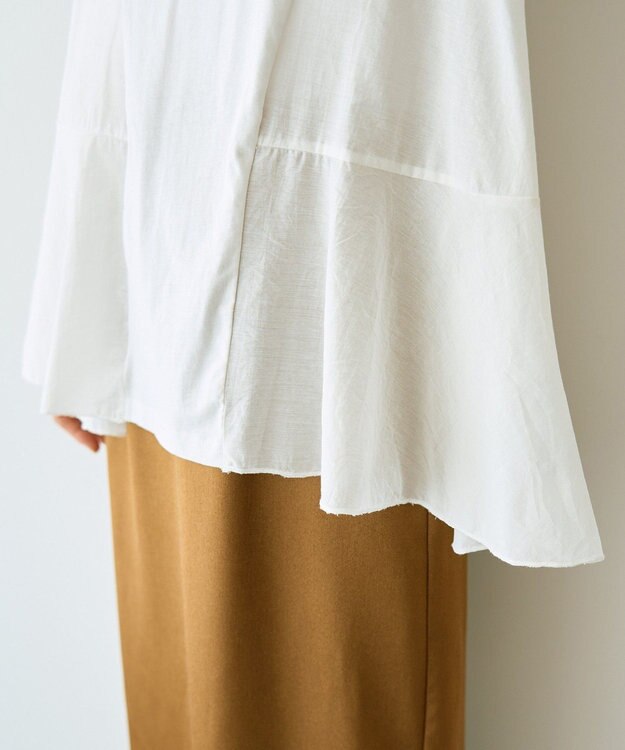 YECCA VECCA 【DOLL UP OOPS】異素材切替フレアートップス Off White