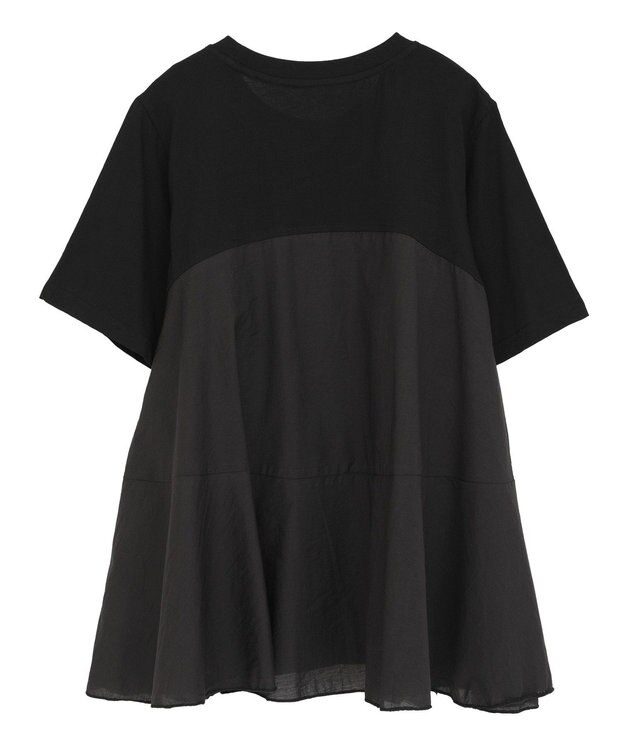 YECCA VECCA 【DOLL UP OOPS】異素材切替フレアートップス Black