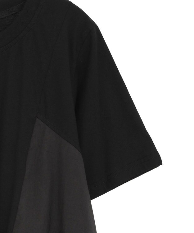 YECCA VECCA 【DOLL UP OOPS】異素材切替フレアートップス Black