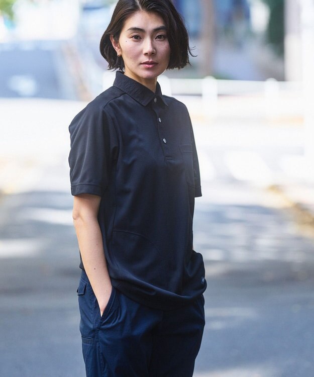 JOSEPH ABBOUD MOUNTAIN 【吸水速乾・通気性】ミズノコラボ DRY AEROFLOW ポロシャツ ブラック系