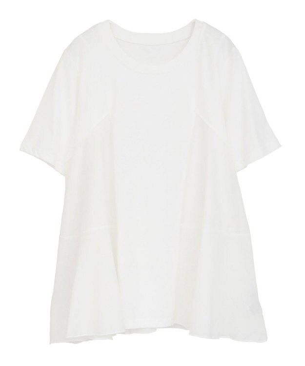 YECCA VECCA 【DOLL UP OOPS】異素材切替フレアートップス Off White