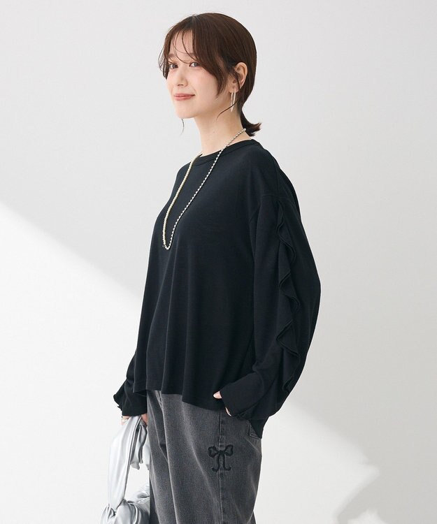 Green Parks ・ＳＵＧＡＲ　ＳＰＯＯＮ　ラッフルスリーブロンＴＥＥ Black