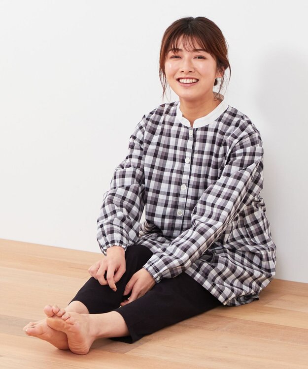 Wing 【パジャマ】長袖・長ズボン　綿100%　チェック柄　ウイング／ワコール　EP4000 ブラック