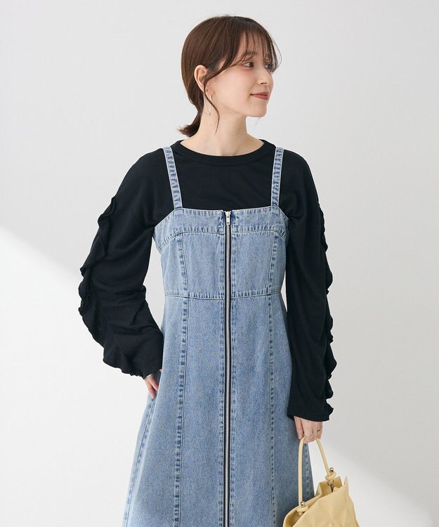 Green Parks ・ＳＵＧＡＲ　ＳＰＯＯＮ　ラッフルスリーブロンＴＥＥ Black