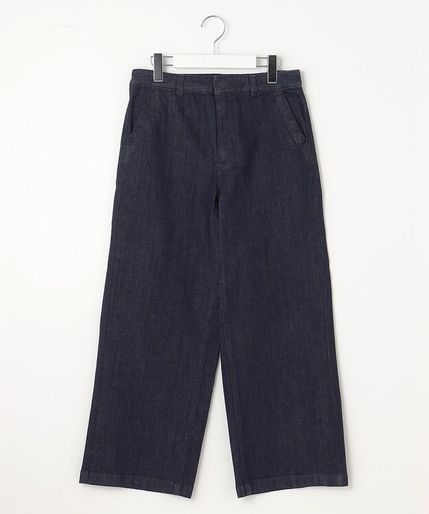 J.PRESS LADIES 【洗える】9ozストレッチ デニム ワイド パンツ インディゴ系