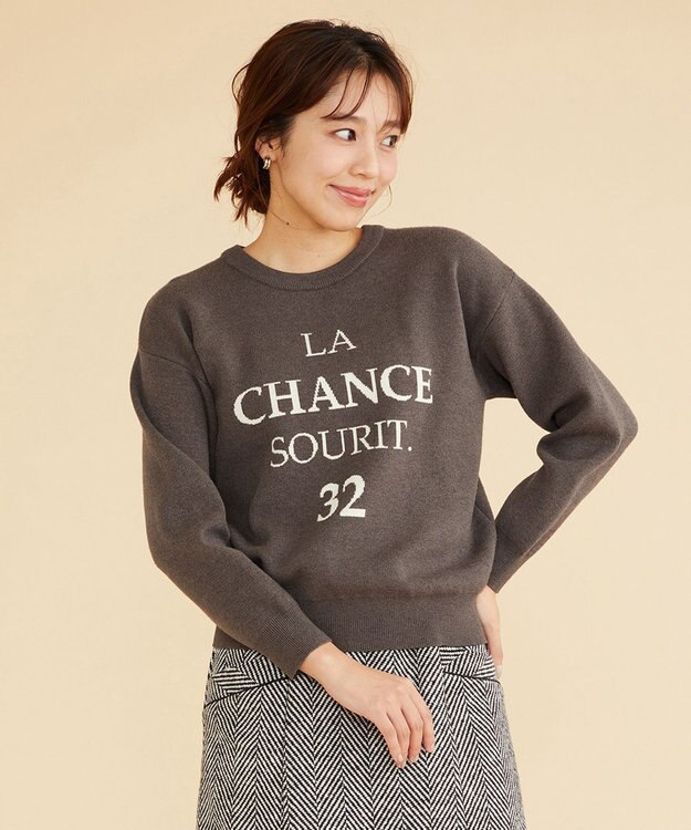 Feroux 【古畑星夏さん着用】レタードニット プルオーバー グレー系