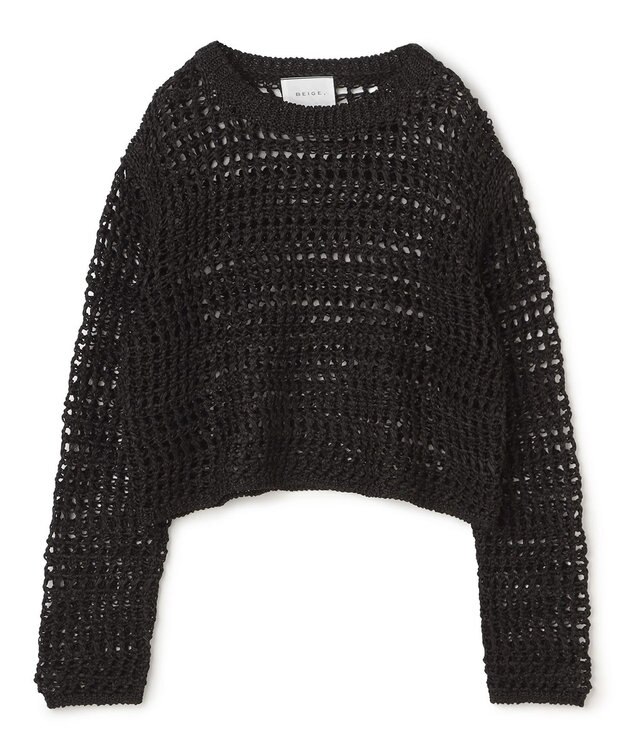 BEIGE， UVITE / コットンメッシュクロップドニット Black