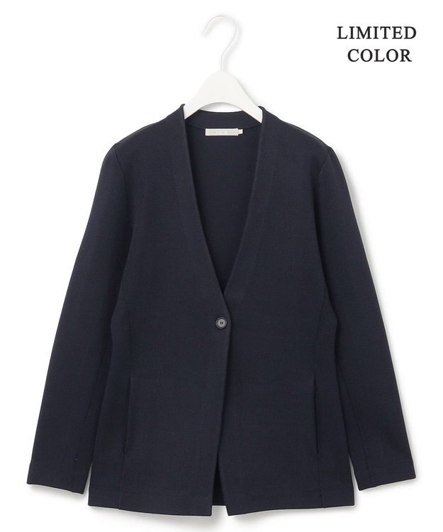 ICB 【洗える】シンセティックヤーンスムース ニットジャケット ネイビー系［WEB限定］