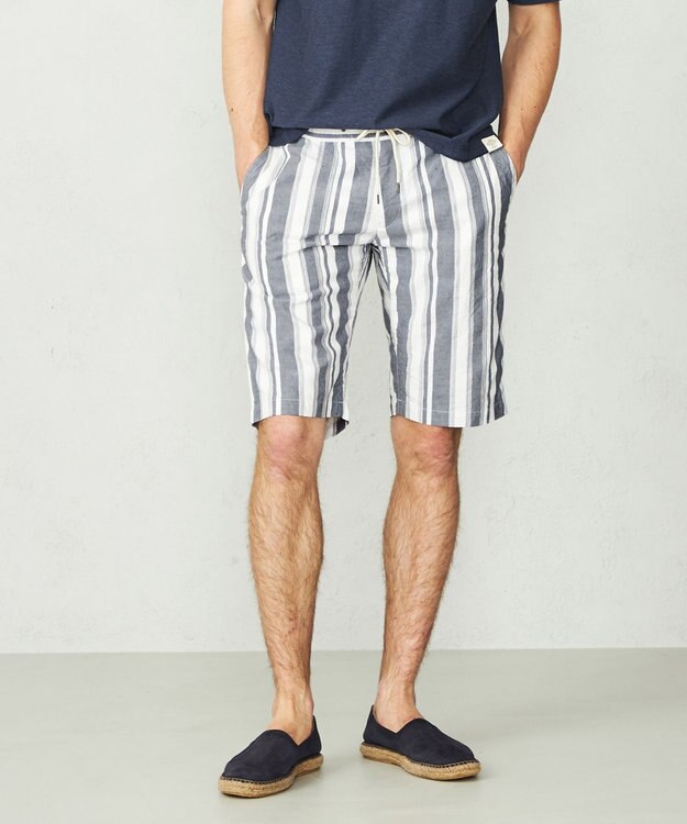 JOSEPH ABBOUD MOUNTAIN 【SPACE／UNISEX】JOE COTTONワイドストライプ ハーフパンツ ホワイト系2