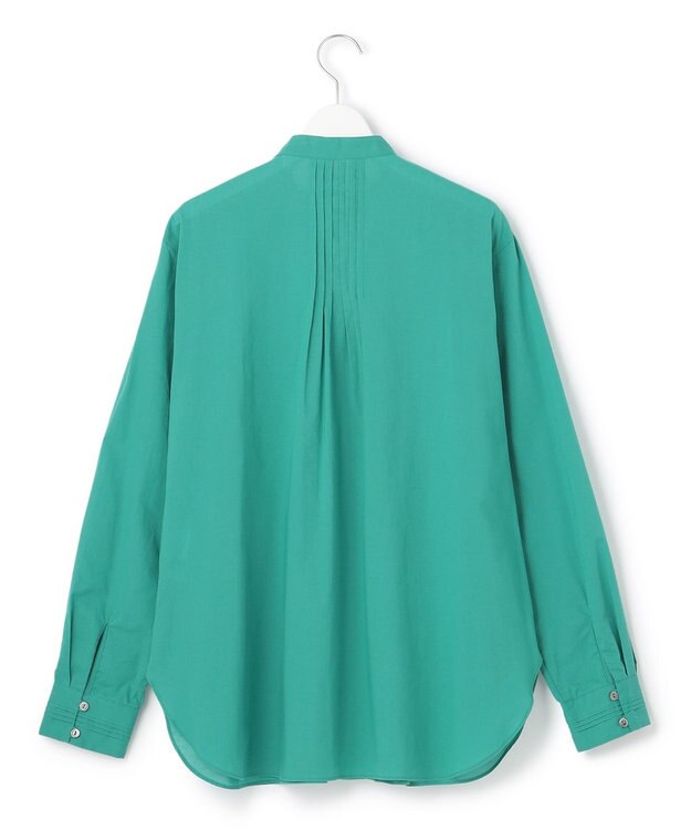 23区 【SLOW/洗える】コットンローン バンドカラー ブラウス ピーコックグリーン系