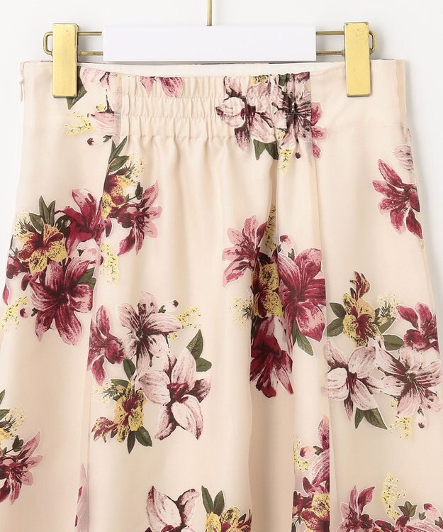 ANY SIS L 【洗える】フラワーオパールプリント スカート ピンクモカ系