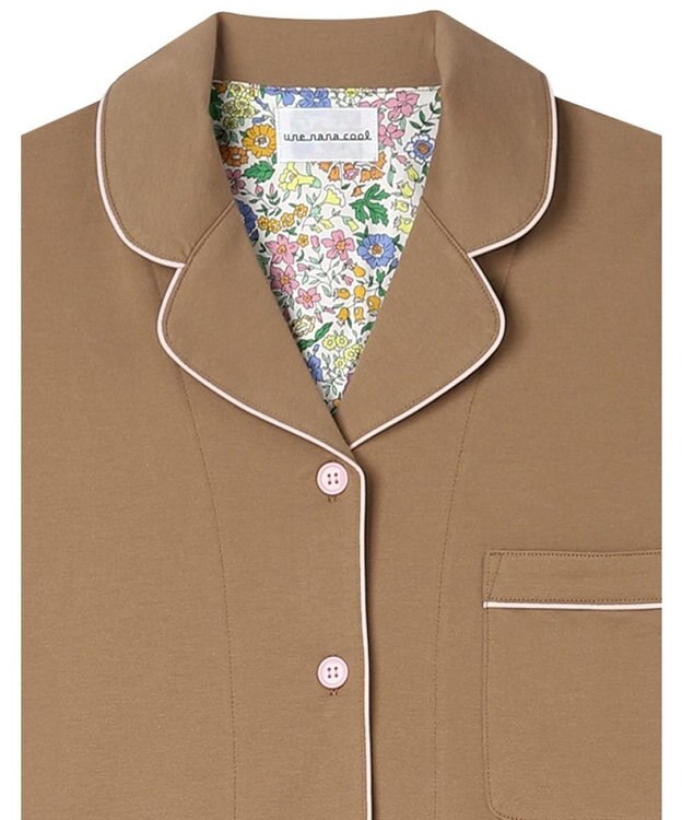 une nana cool 【綿100%】60/2 やわらか天竺 半袖開襟パジャマ MADE WITH LIBERTY FABRIC ベージュ