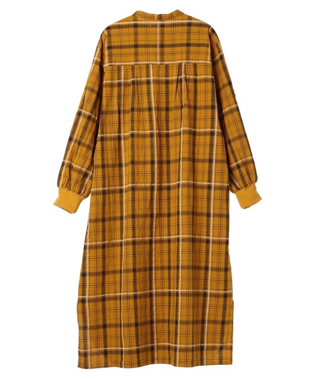 CRAFT STANDARD BOUTIQUE 先染めチェック（小）バンドカラー袖ＲＩＢ　ＯＰ Mustard