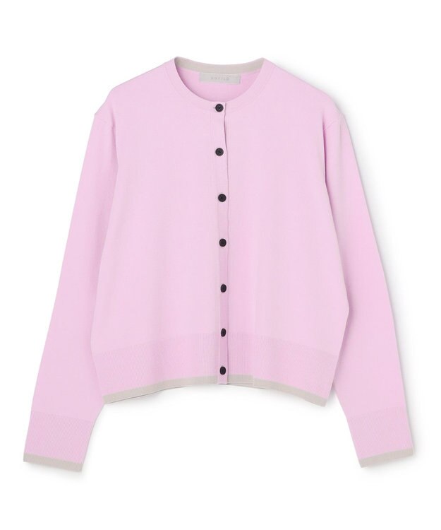 UNFILO L マイビューティニット バイカラー カーディガン ライラック×グレージュ