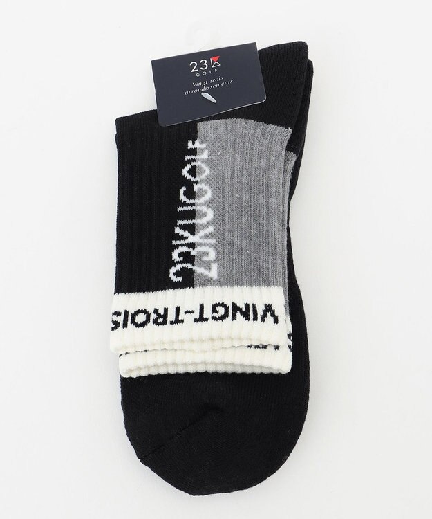 23区GOLF 【MEN】カラーブロック レギュラーソックス ブラック系