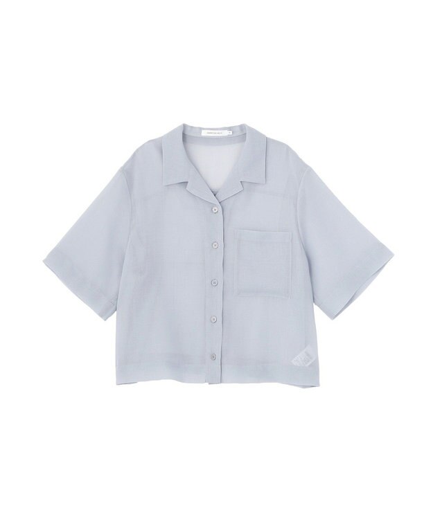 AMERICAN HOLIC シアーショート丈開襟シャツ Sax