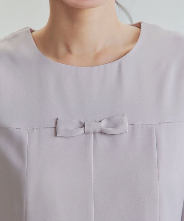 Tiaclasse L 【安田美沙子さん着用・洗える】フレアAラインリボンワンピース ラベンダーグレー