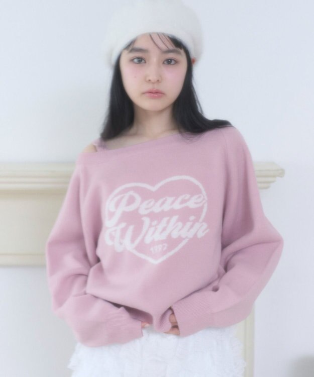 WEGO ハートワンショルニット ピンク