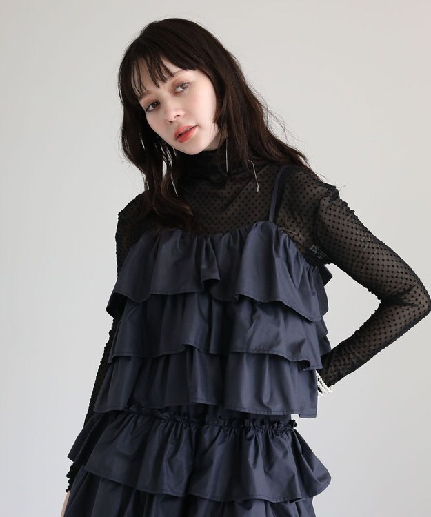 Green Parks ・ＳＵＧＡＲ　ＳＰＯＯＮ　レザーライクティアードキャミ Navy