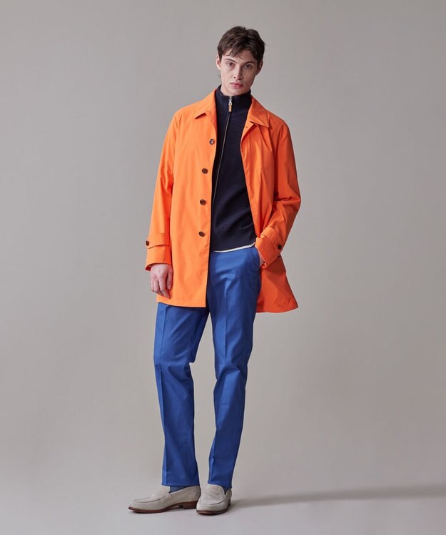 J.PRESS MEN 洗練されたデザインと機能性【ストレッチ】トリコチン ステムテーパード パンツ ブルー系