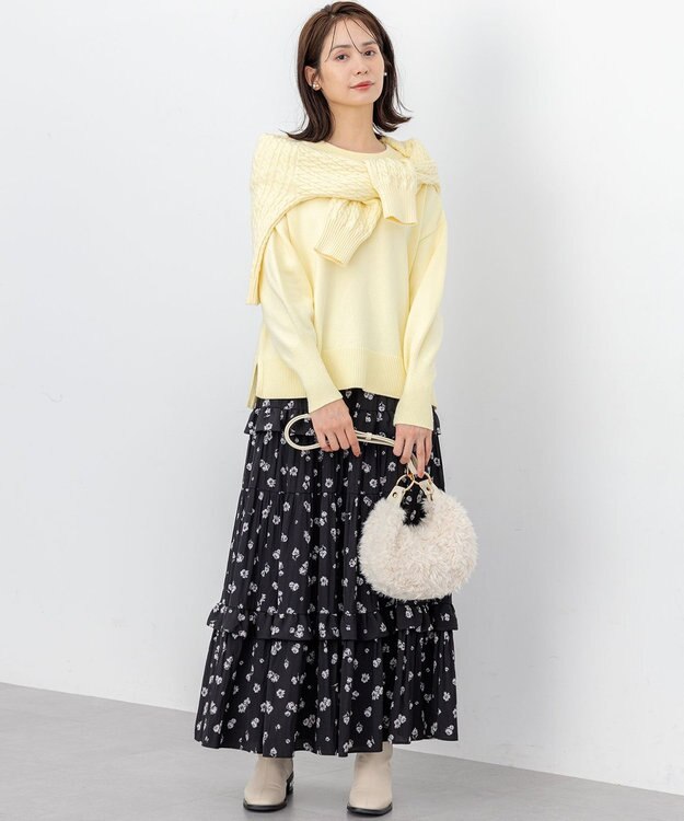 組曲 コットンカシミヤMIX クルーネックニット イエロー系