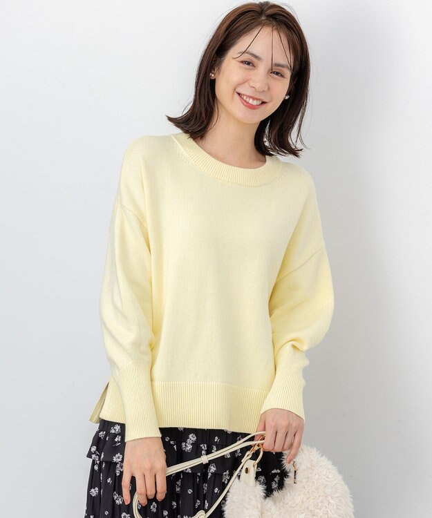 組曲 L コットンカシミヤMIX クルーネックニット イエロー系
