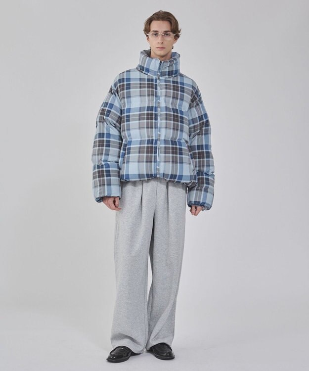 WEGO 【ユニセックス着用ITEM/MLサイズ展開】チェックパファーブルゾン ブルーチェック1